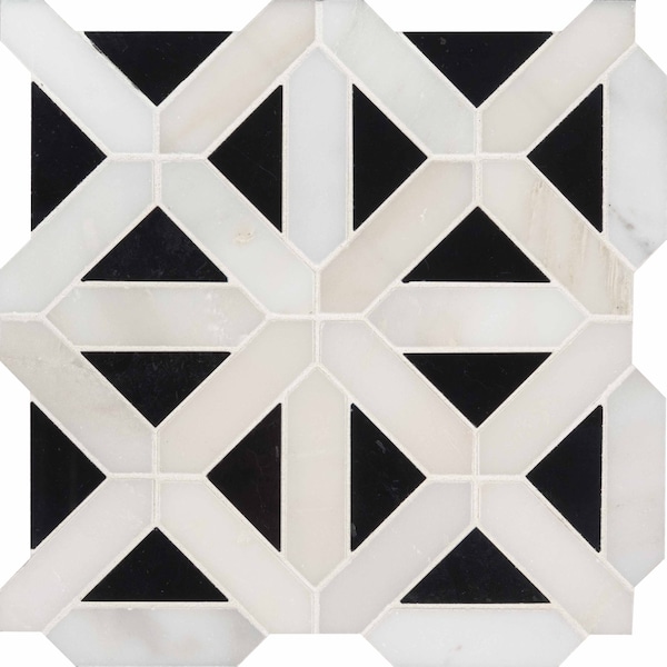 Msi Retro Fretwork SAMPLE Polished Marble Mesh-Mounted Mosaic Tile ZOR-MD-0151-SAM - main